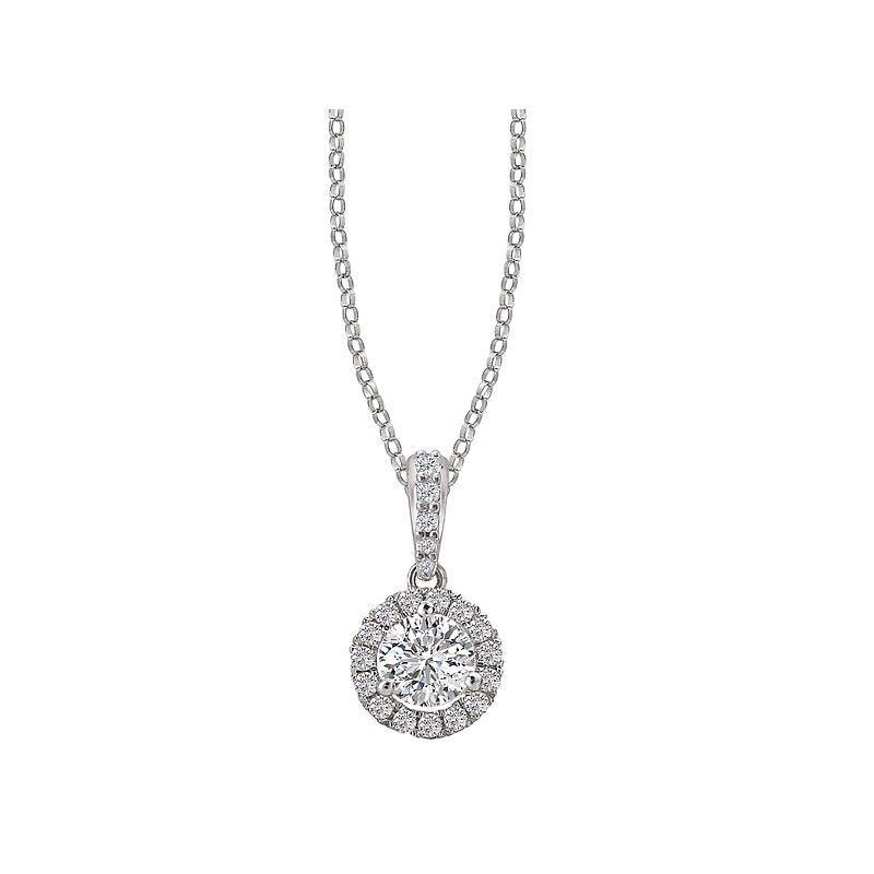 Luxora 14K White Gold Diamond Halo Semi-Mount Pendant