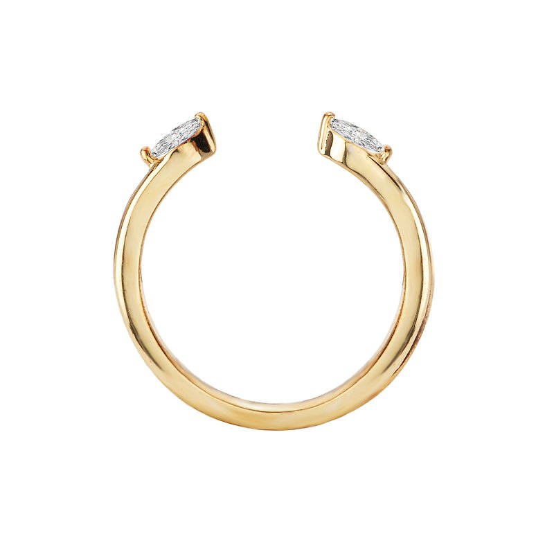 Orbelle Open Cuff Diamond Wedding Ring - 14K Yellow Gold Marquise Cut
