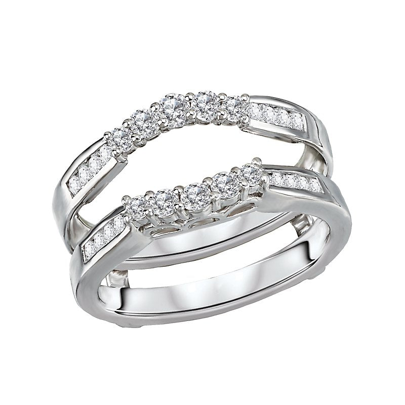 Glemera Diamond Wrap Guard Wedding Band in 14K White Gold with Round White Diamonds
