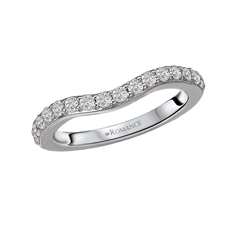 14K White Gold Curved Diamond Wedding Band - Orbelle Collection