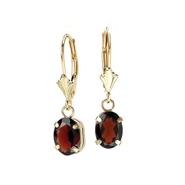 Aurenza Classics 14K Yellow Gold Oval Garnet Lever-back Earrings