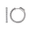 Luxora 14K White Gold Diamond Hoop Earrings - Round Cut 1.0 Carat Total Weight