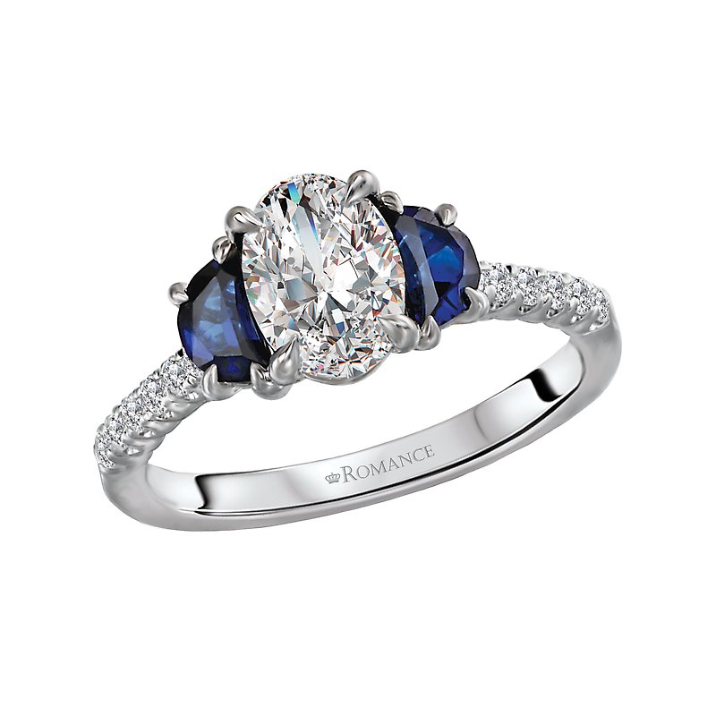 Bandora 14K White Gold Sapphire and Diamond Semi-Mount Engagement Ring