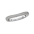 Orbelle Curved Wedding Band in 14K White Gold with Milgrain Design and Diamonds