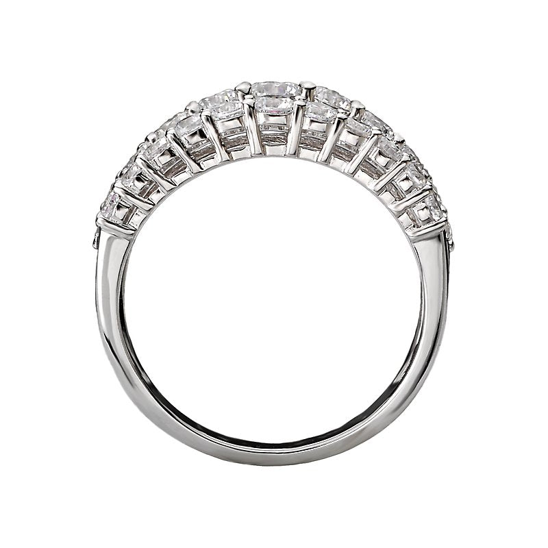 Luxora Classic 14K White Gold Ladies Diamond and Ruby Fashion Ring