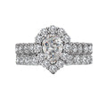 Orbelle Halo Semi-Mount Diamond Ring in 14K White Gold with Pear Shaped Lab Grown Diamond