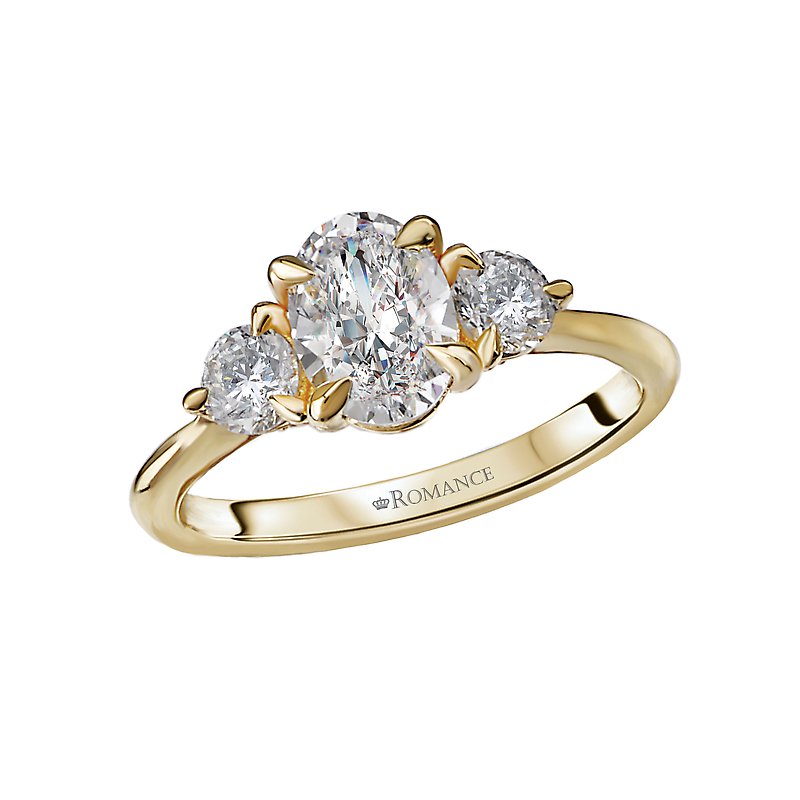 Orbelle 3-Stone Semi-Mount Diamond Engagement Ring in 14K Yellow Gold