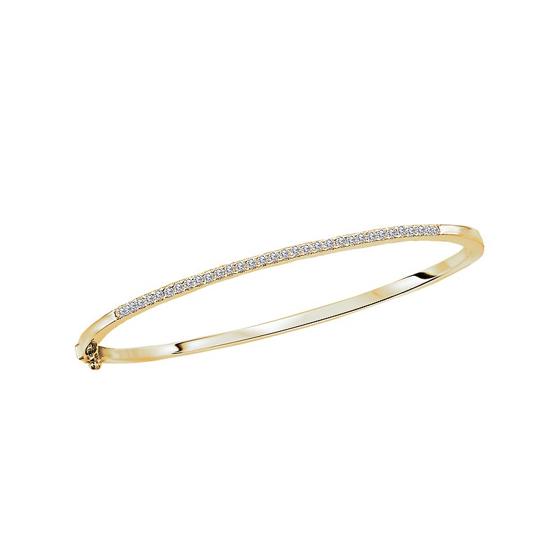 Luxora Ladies Fashion Diamond Hinged Bangle Bracelet in 10K Yellow Gold