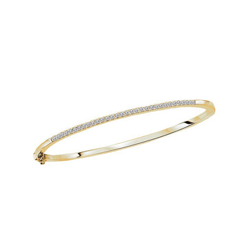 Luxora Ladies Fashion Diamond Hinged Bangle Bracelet in 10K Yellow Gold