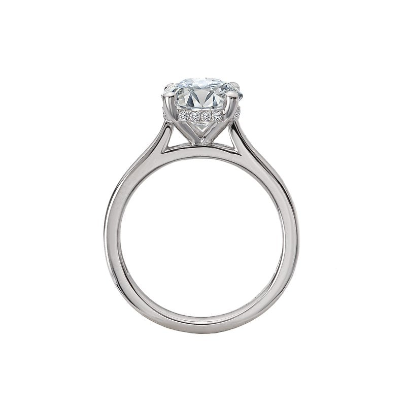 Orbelle Diamond Semi-Mount Hidden Halo Engagement Ring 14K White Gold 8.2mm Round