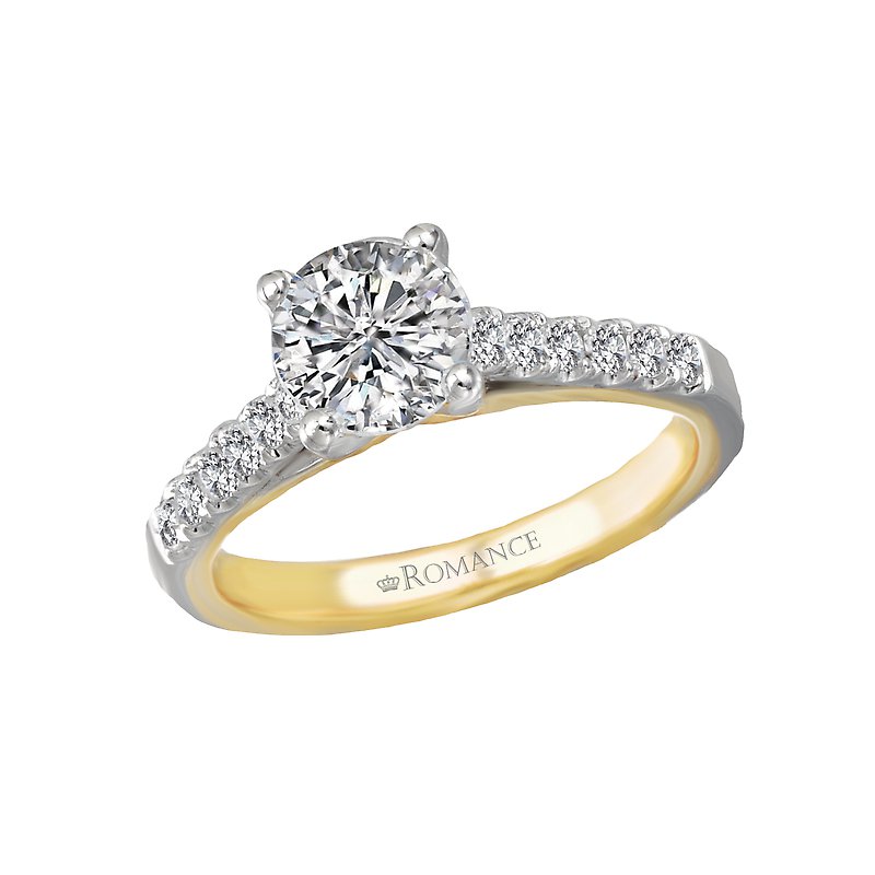 Bandora Two Tone Gold Diamond Engagement Ring Semi-Mount