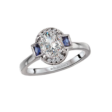 Orbelle Diamond and Sapphire Engagement Ring - 14K White Gold Semi-Mount