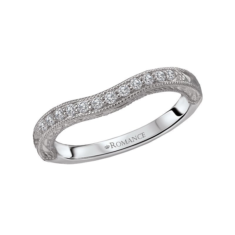 Orbelle Petite Curved Matching Diamond Wedding Band in 14K White Gold