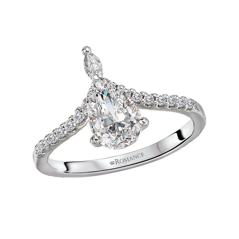 Orbelle 14K White Gold Pear Shaped Diamond Semi-Mount Engagement Ring