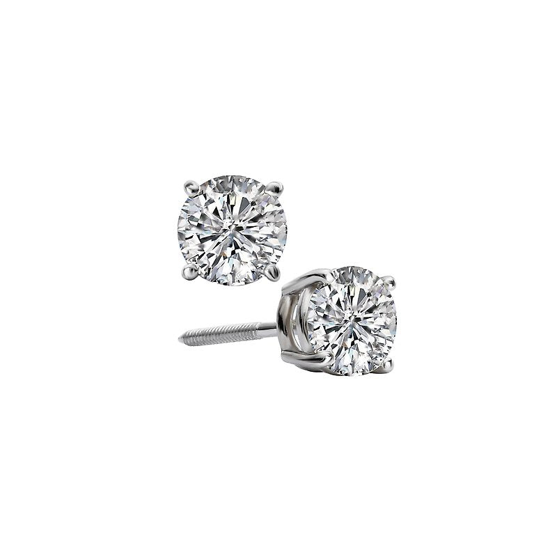Luxora 14K White Gold Round Diamond Stud Earrings