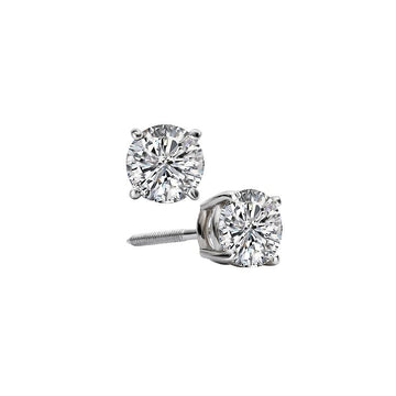 Luxora 14K White Gold Round Diamond Stud Earrings