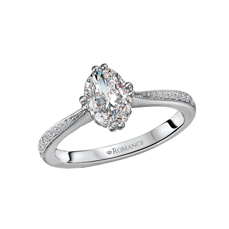 Orbelle 14K White Gold Oval Diamond Engagement Semi-Mount Ring