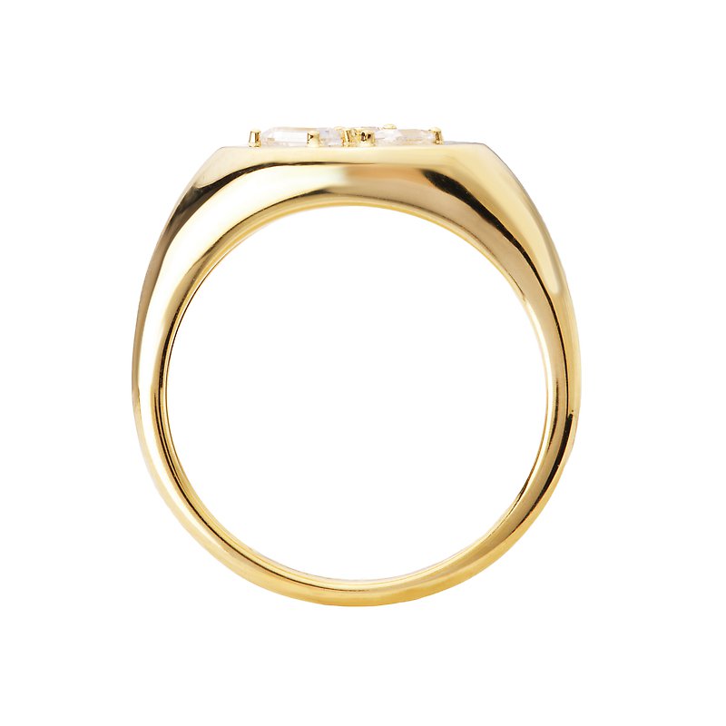 Luxora 14K Yellow Gold Diamond Signet Ring - Chic Fashion Jewelry