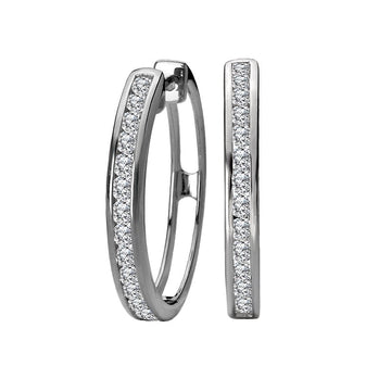 Luxora 14K White Gold Round Diamond Hoop Earrings (D 1.0 carat total weight)
