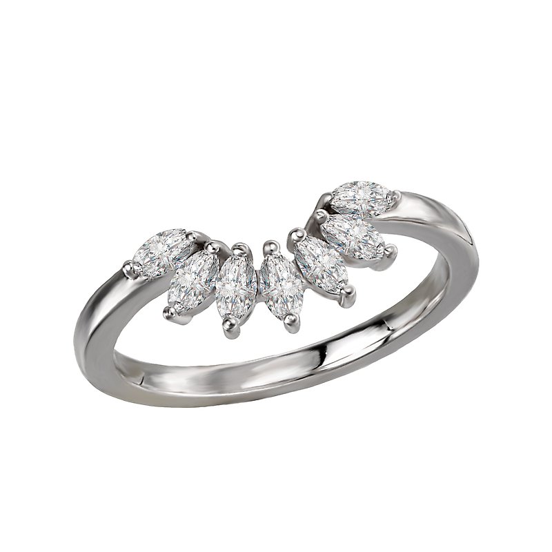 Glemera Diamond Nesting Wedding Band - 14K White Gold Marquise Diamond Ring