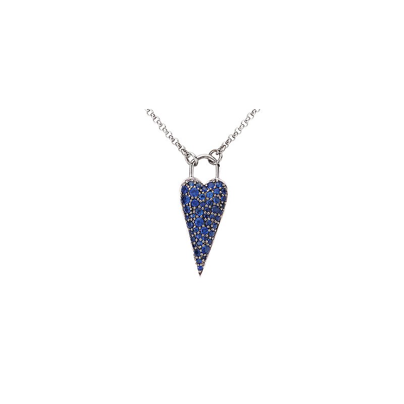 Luxora 14K White Gold Sapphire Heart Pendant Necklace