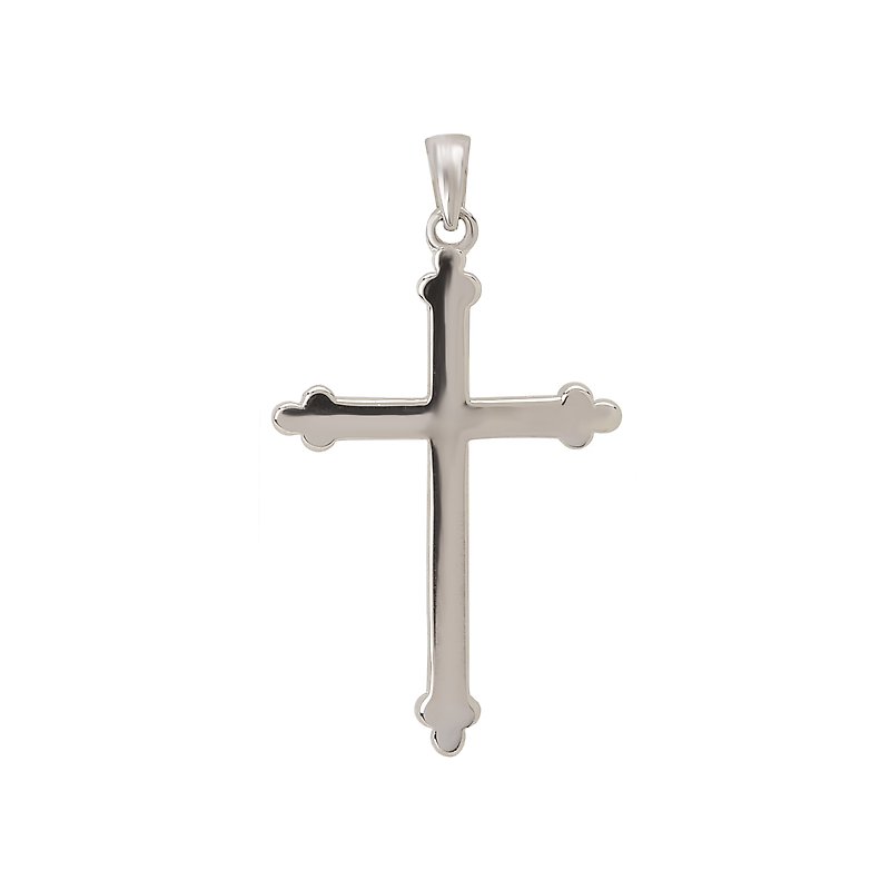 Luxora White Gold Cross Pendant with Beaded Detail - Religious Jewelry