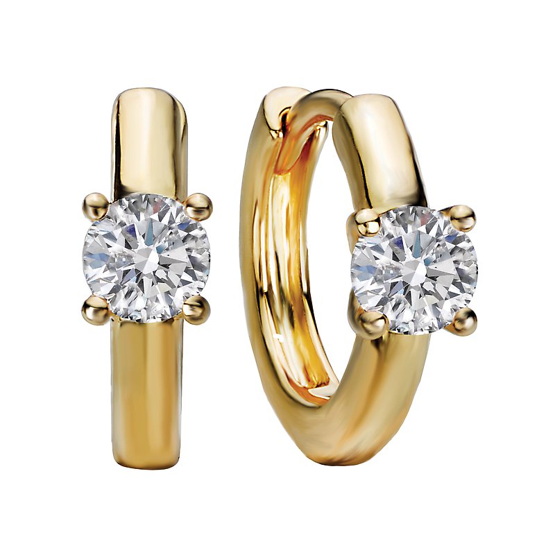Luxora 14K Yellow Gold Diamond Solitaire Hoop Earrings 1/2CTW