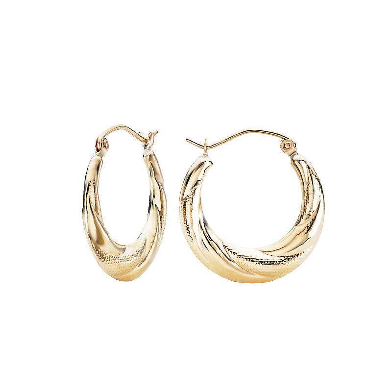 Chic 14kt Yellow Gold Swirl Hoop Earrings - Luxora Essential Collection