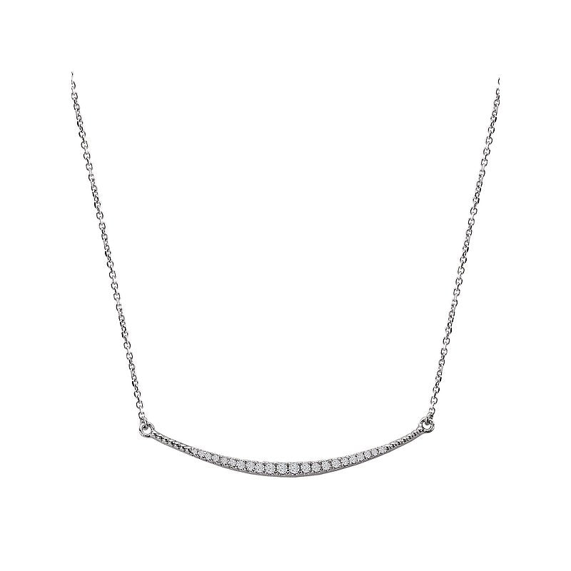 Luxora Ladies Diamond Bar Necklace in 14K White Gold - Adjustable Length