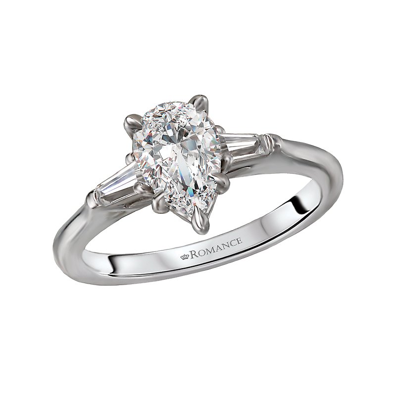 Orbelle 3-Stone Lab Grown Diamond White Gold Pear Shape Semi-Mount Engagement Ring