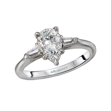 Orbelle 3-Stone Lab Grown Diamond White Gold Pear Shape Semi-Mount Engagement Ring