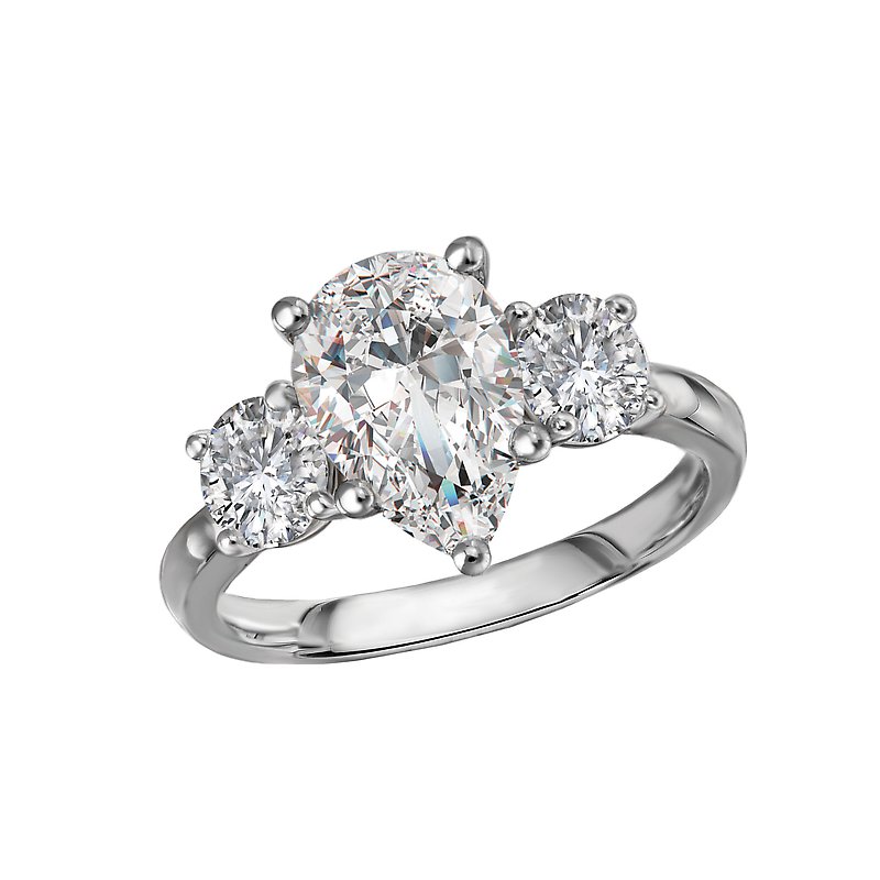 Chic 14K White Gold Lab Grown Diamond Pear Shape Engagement Ring
