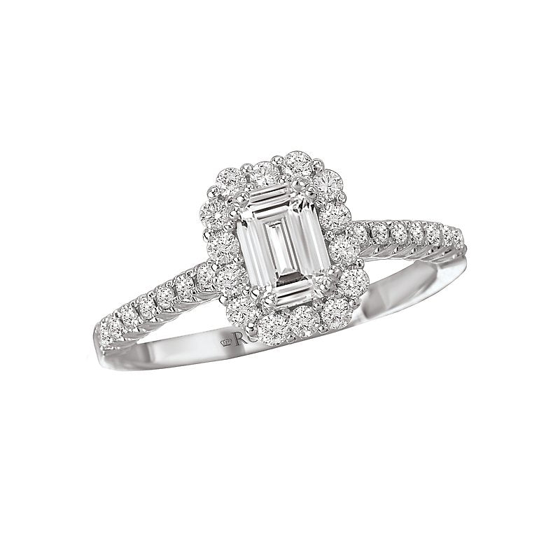 Orbelle Petite Halo Diamond Ring in 14K White Gold