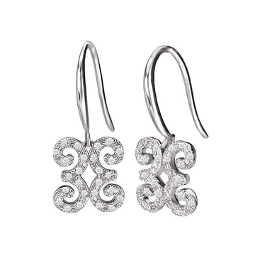 Luxora 14K White Gold Round Diamond Dangle Earrings