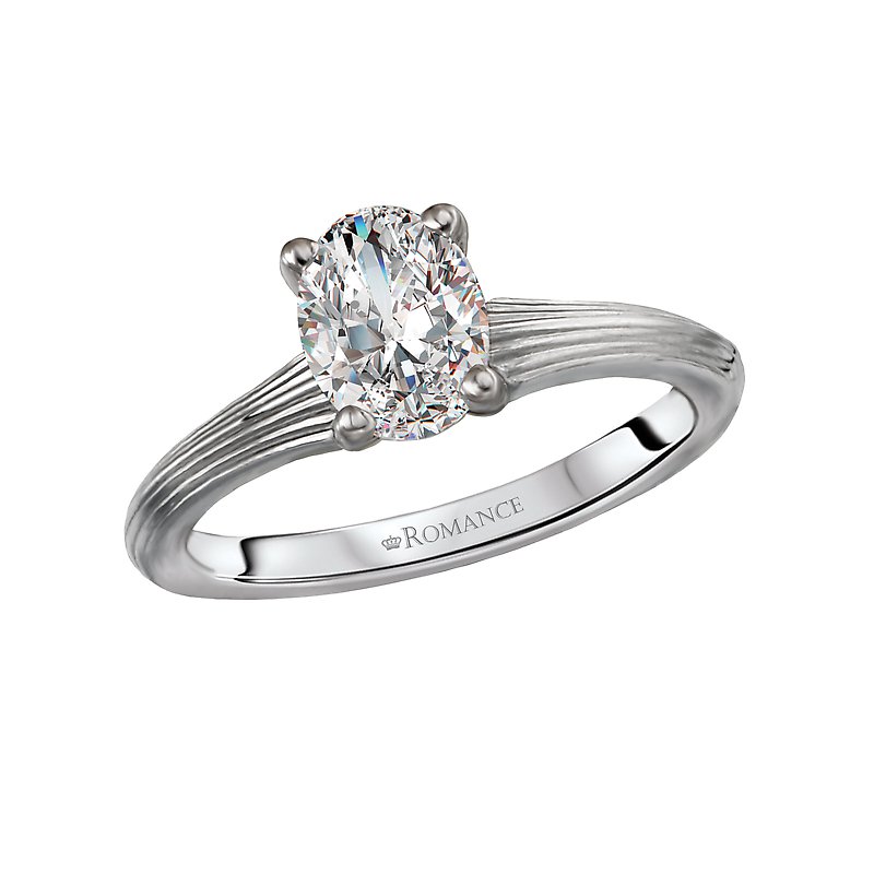 Orbelle Diamond Solitaire Semi-Mount Engagement Ring | 14K White Gold Oval 7.5x5.5mm
