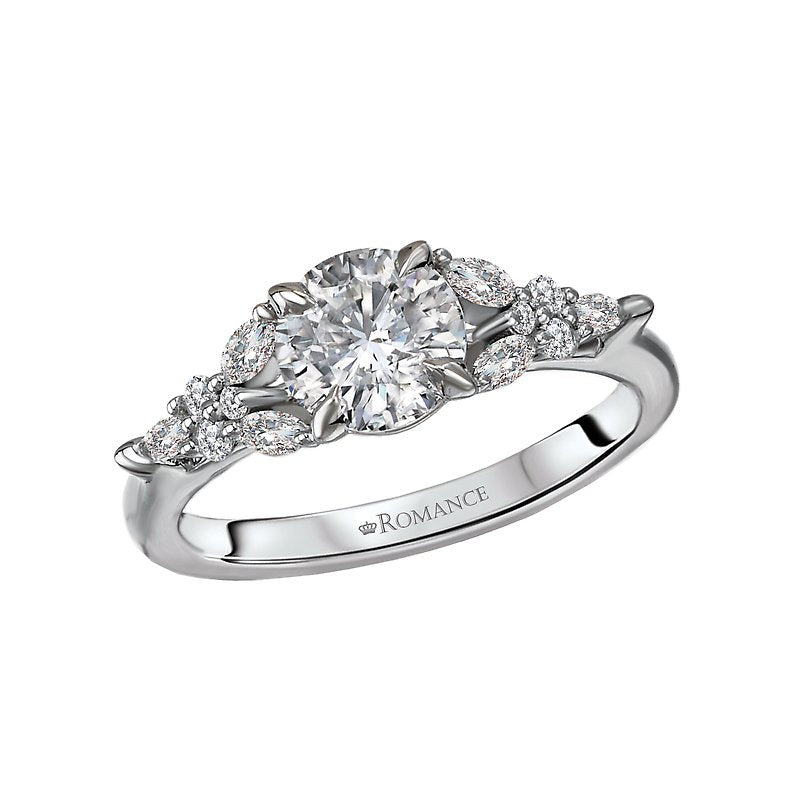 Bandora 14K White Gold Marquise and Round Diamond Semi-Mount Engagement Ring