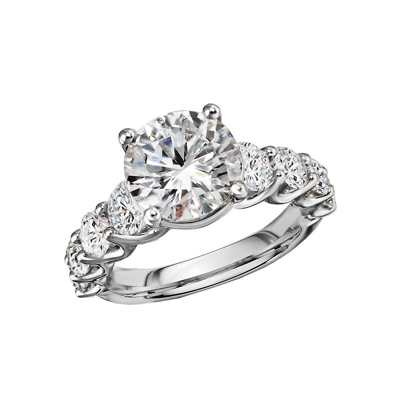 14K White Gold Round Lab Grown Diamond Engagement Ring Semi-Mount