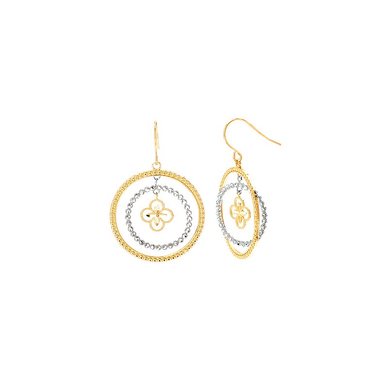 Aurenza Classics 14k Two-Tone Gold Diamond Cut Circle Earrings