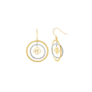 Aurenza Classics 14k Two-Tone Gold Diamond Cut Circle Earrings