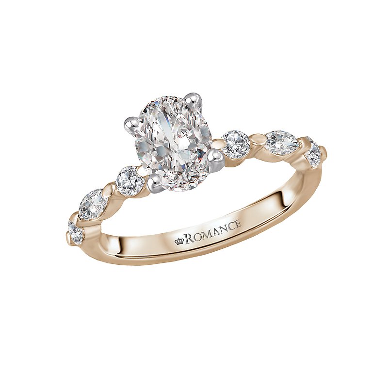Bandora 14K Yellow Gold Semi-Mount Diamond Ring for Oval Stone