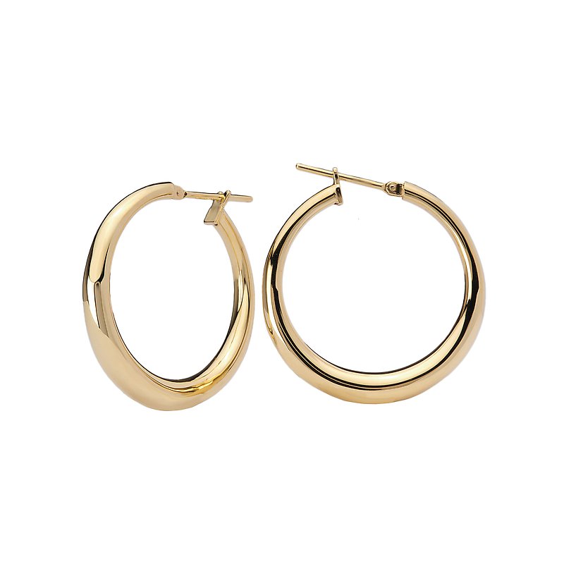 Luxora Italian 14kt Yellow Gold Hollow Hoop Earrings 30mm