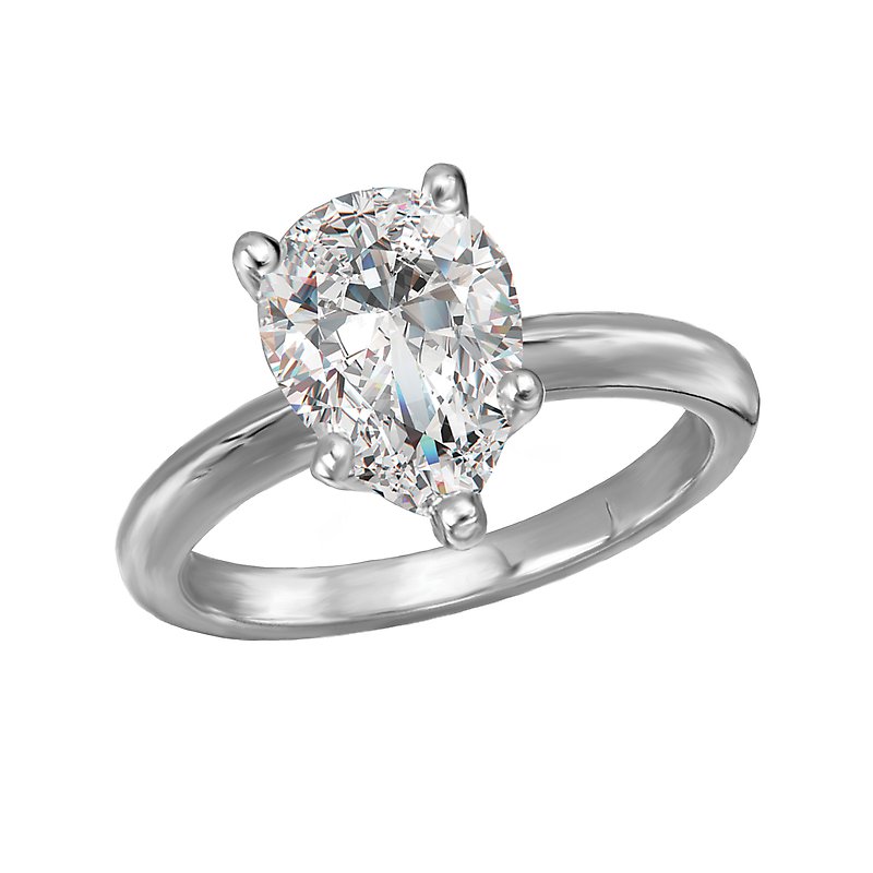 Glemera Solitaire Diamond Engagement Ring | 14K White Gold Pear Shape Semi-Mount