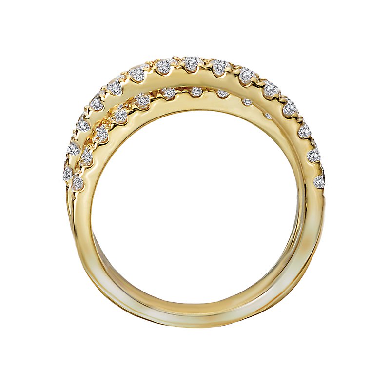 Luxora Classic 14K Yellow Gold Criss-Cross Diamond Ring (D 1.0 carat total weight)