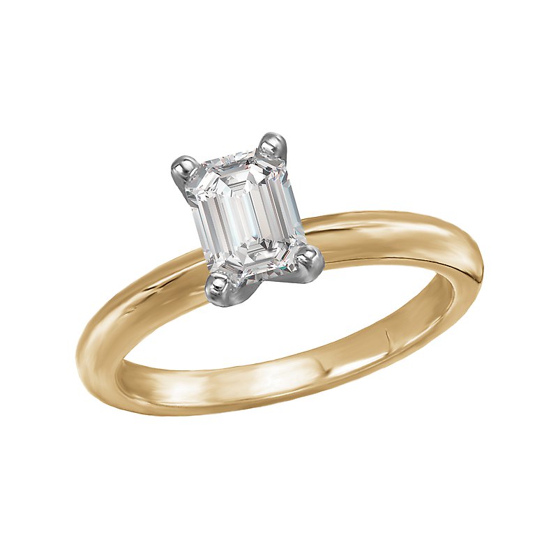 Glemera Solitaire Diamond Engagement Ring | 14K Yellow Gold | Emerald Shape | 1 Carat
