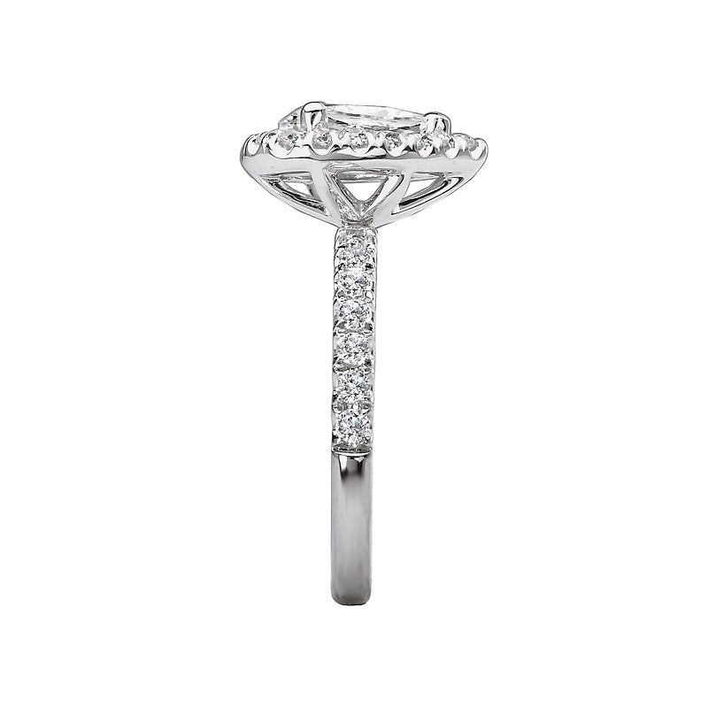 Orbelle Halo Semi-Mount Diamond Ring in 14K White Gold with Lab Grown Pear Shaped Diamond