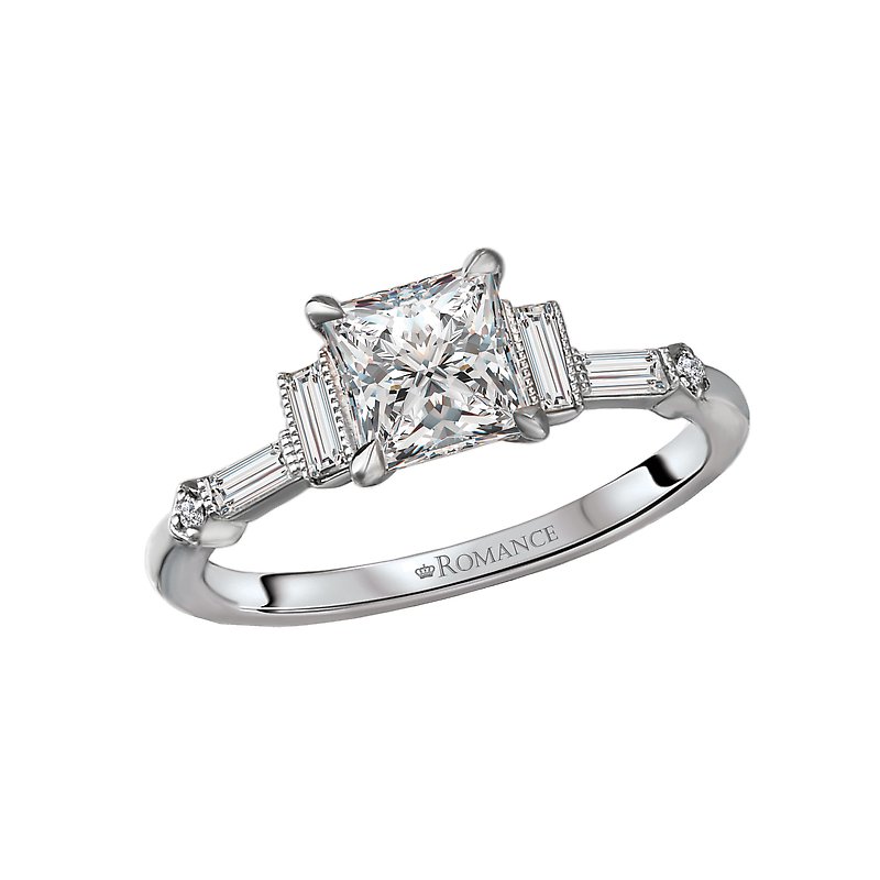 Orbelle 14K White Gold Semi-Mount Engagement Ring with Diamond Accents