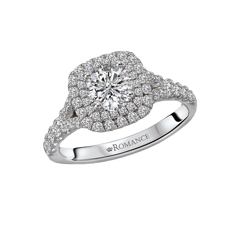 Orbelle Petite 14K White Gold Diamond Halo Engagement Ring