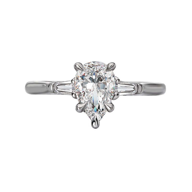 Orbelle 3-Stone Lab Grown Diamond White Gold Pear Shape Semi-Mount Engagement Ring