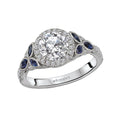 Orbelle 14K White Gold Halo Diamond and Sapphire Engagement Semi-Mount Ring