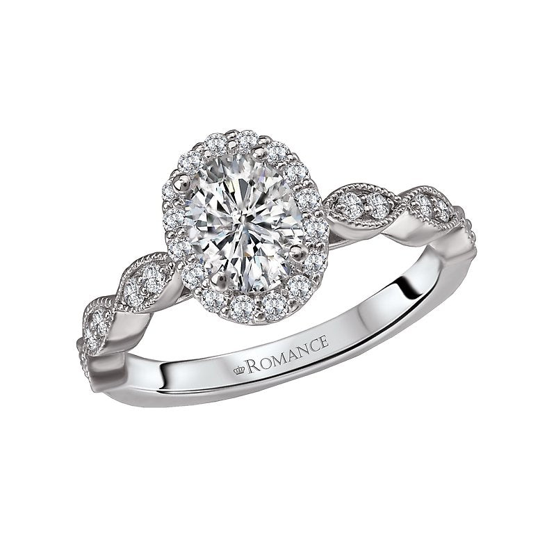 Orbelle Halo Semi Mount Ring in 14K White Gold with Oval Lab Grown Diamond